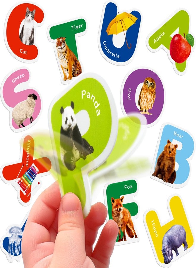 Dotimo Kids 26 PCS Letter Gel Stickers - Thick, Removable Alphabet & Animal Window Clings for Toddlers. Great for Home, Classroom, Nursery Decor and Toddler Animal Party Supplies - Image 1